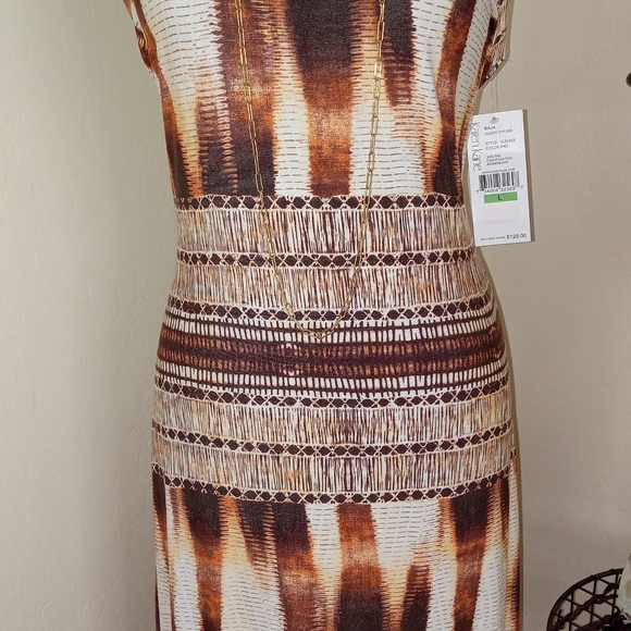 NWT Karen Kane Brown/Tan Aztec Print Maxi Dress Size L - Picture 8 of 13